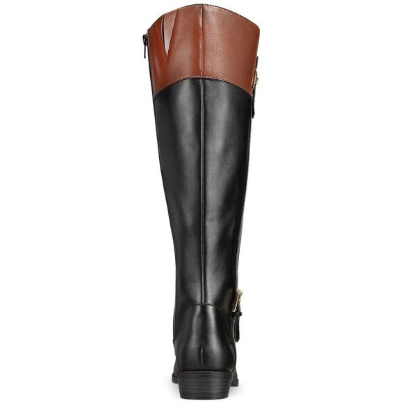 Karen Scott Women Knee High Riding Boot Deliee2 Size US 6.5M Black Cognac - Picture 3 of 5